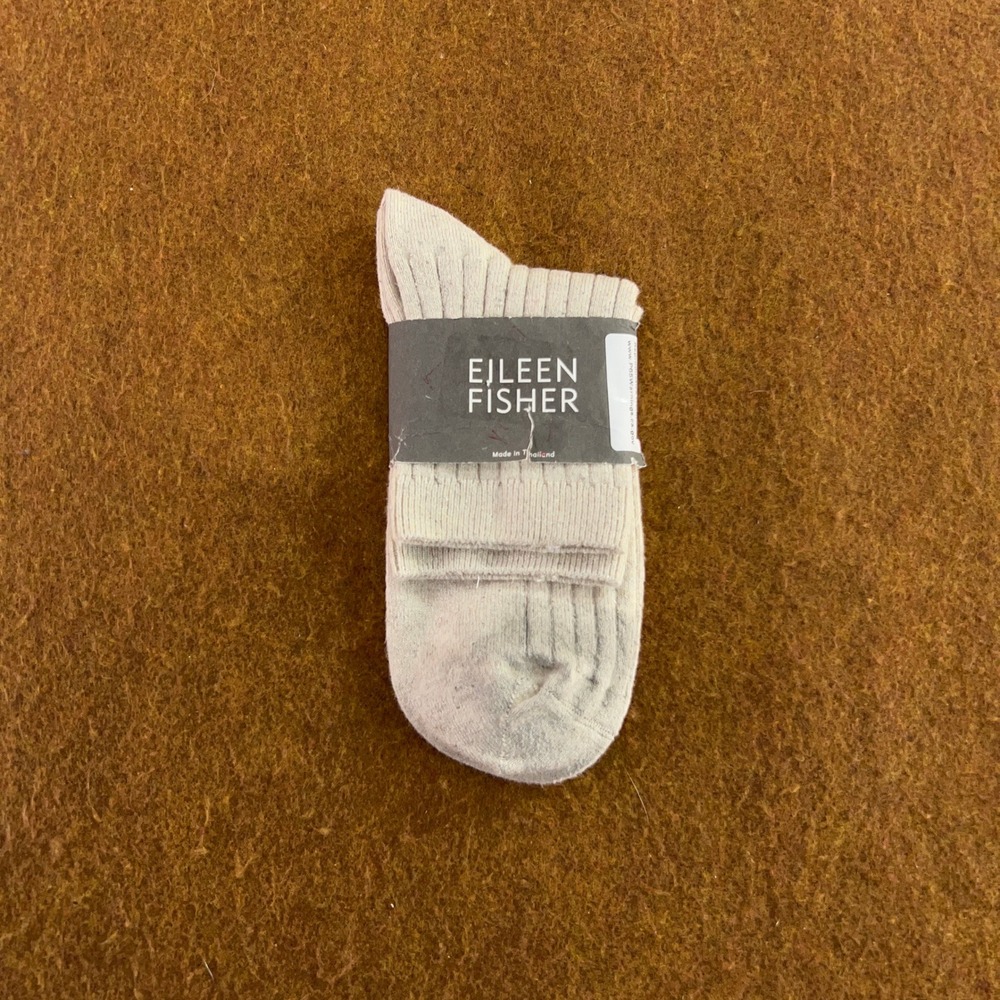 Eileen Fisher Womens OS Natural Speckle Rib Crew Socks NWT